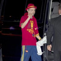 Andrés Iniesta en la cena de celebración de la Eurocopa 2012