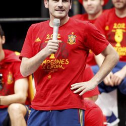 Iker Casillas en la celebración en Cibeles de la Eurocopa 2012