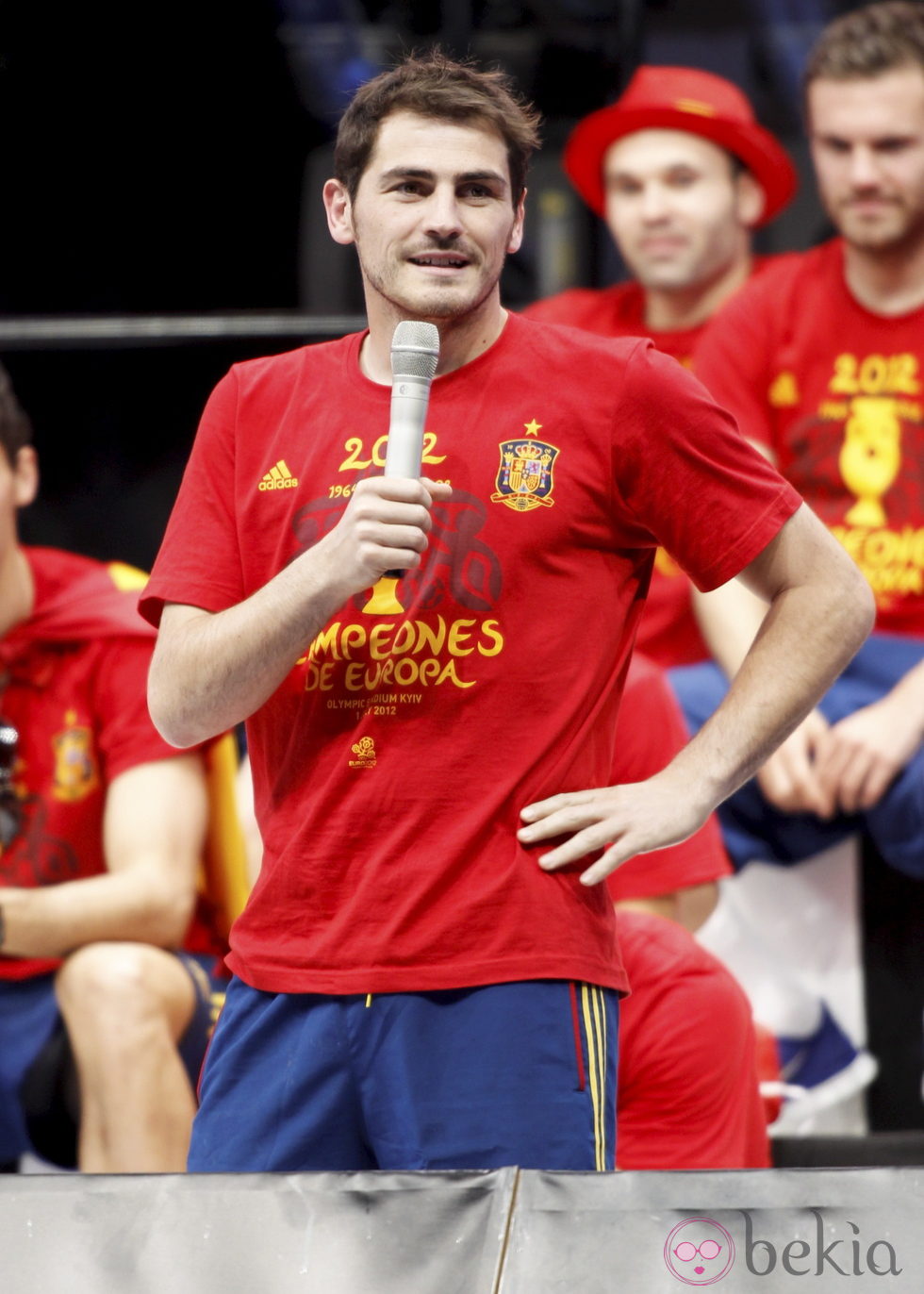 Iker Casillas en la celebración en Cibeles de la Eurocopa 2012