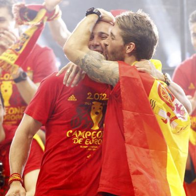 La Selección Española celebra su victoria en la Eurocopa 2012