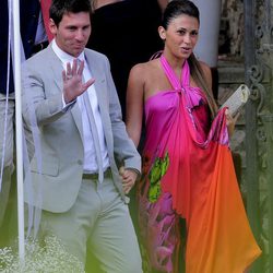 Leo Messi y Antonella Roccuzzo en la boda de Andrés Iniesta y Anna Ortiz
