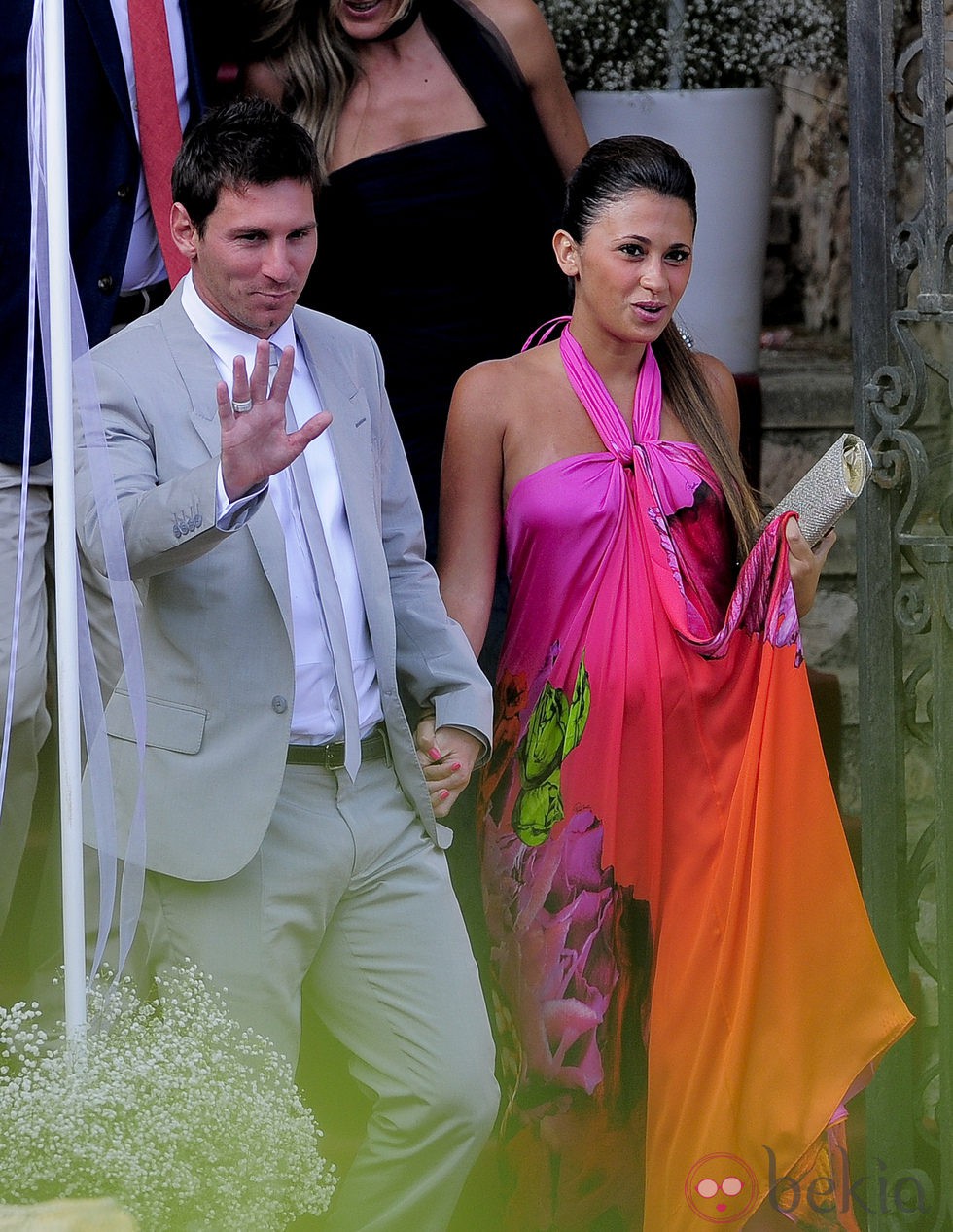 Leo Messi y Antonella Roccuzzo en la boda de Andrés Iniesta y Anna Ortiz
