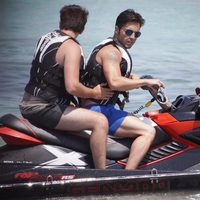 David Bustamante, en moto de agua durante sus vacaciones en Ibiza