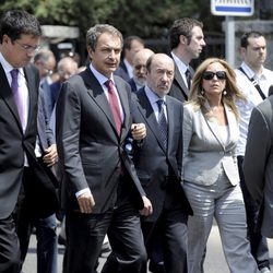 Zapatero, Rubalcaba y Trinidad Jiménez en el funeral de Gregorio Peces-Barba