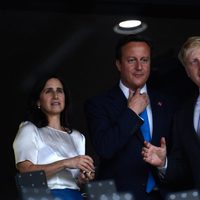 Boris Johnson y su mujer con David Cameron en la ceremonia de inauguración de los Juegos Olímpicos de Londres 2012