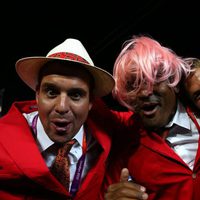 El waterpolista español Iván Pérez, con peluca rosa durante la inauguración de los Juegos Olímpicos