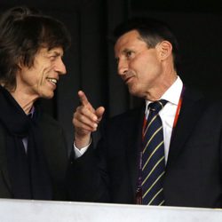 Mick Jagger y Sebastian Coe en una competición de atletismo de Londres 2012