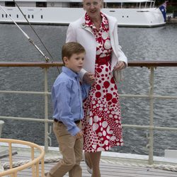La Reina Margarita y Christian de Dinamarca en la recepción en el Dannebrog en Londres 2012