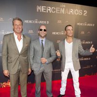 Jason Statham, Jean Claude Van Damme y Dolph Lundgren en la premiere de 'Los Mercenarios 2' en Madrid