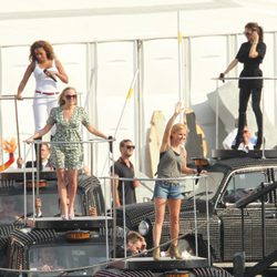 Las Spice Girls en un descanso del ensayo de su actuación en la ceremonia de clausura de los JJ.OO de Londres 2012