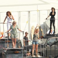 Las Spice Girls en un descanso del ensayo de su actuación en la ceremonia de clausura de los JJ.OO de Londres 2012
