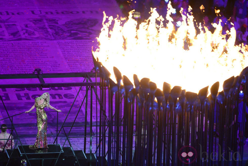 Kate Moss en la ceremonia de clausura de los Juegos Olímpicos