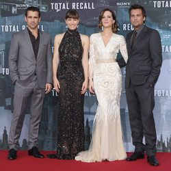 Colin Farrell, Jessica Biel, Kate Beckinsale y Len Wiseman en el estreno de 'Desafío total' en Berlín