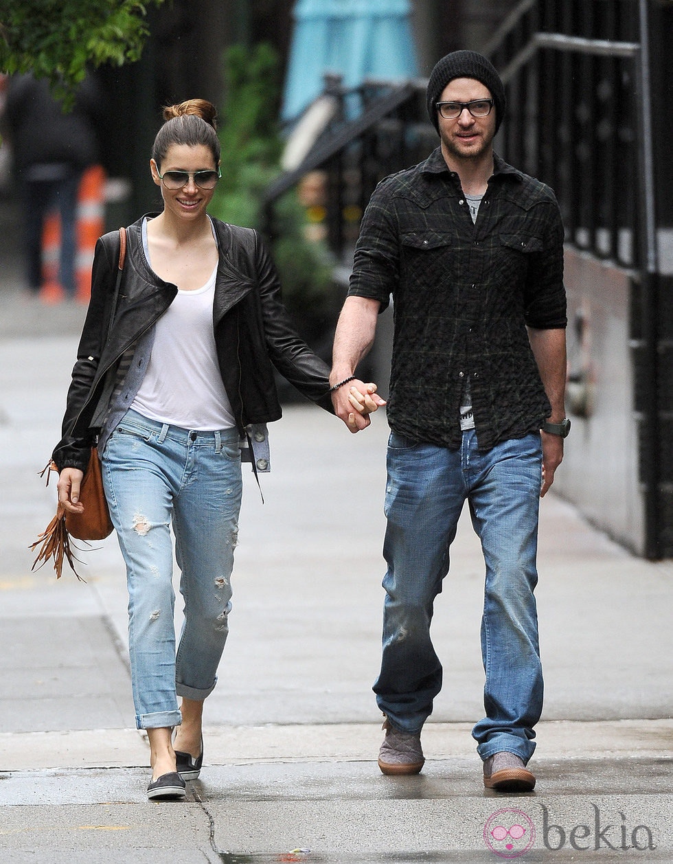 Justin Timberlake y Jessica Biel paseando por Nueva York