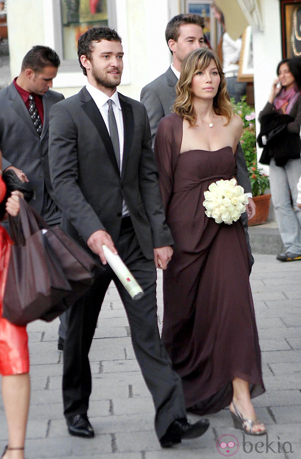 Justin Timberlake y Jessica Biel en la boda de unos amigos