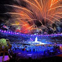 Espectáculo de luz y fuegos artificiales en la apertura de los Juegos Paralímpicos de Londres 2012