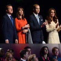 David y Samantha Cameron, los Duques de Cambridge, la Princesa Ana y Boris Johnson en la apertura de los Paralímpicos de Londres 2012