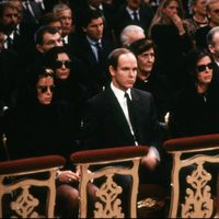 Rainiero, Carolina, Alberto y Estefanía de Mónaco en el funeral de Stefano Casiraghi