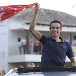 Alberto Contador celebra en Pinto su victoria en La Vuelta a España 2012