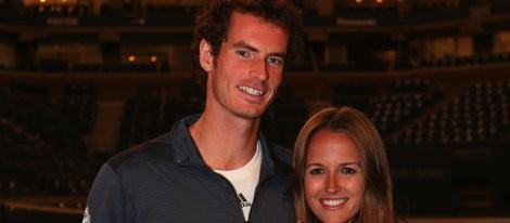 Andy Murray y su novia Kim Sears con el trofeo de US Open 2012