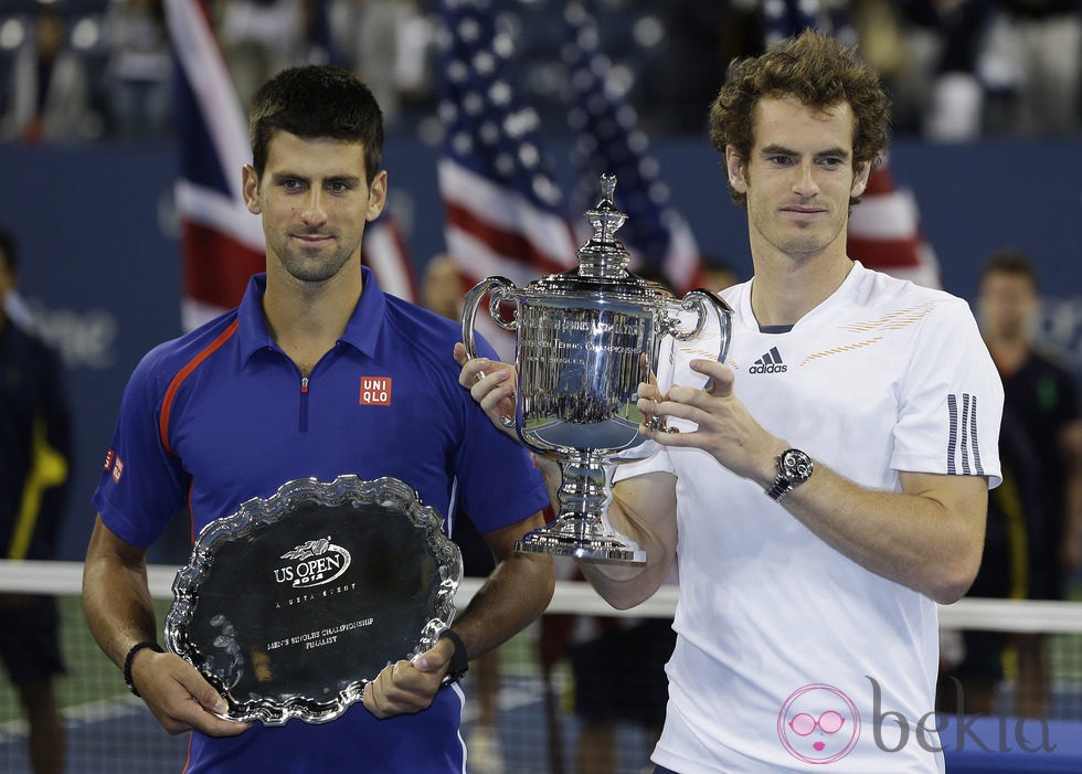 Andy Murray y Novak Djokovic en la final del Grand Slam del US Open 2012