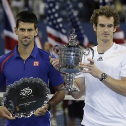 Andy Murray y Novak Djokovic en la final del Grand Slam del US Open 2012