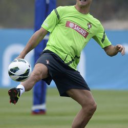Cristiano Ronaldo durante un entrenamiento con la Selección de Portugal