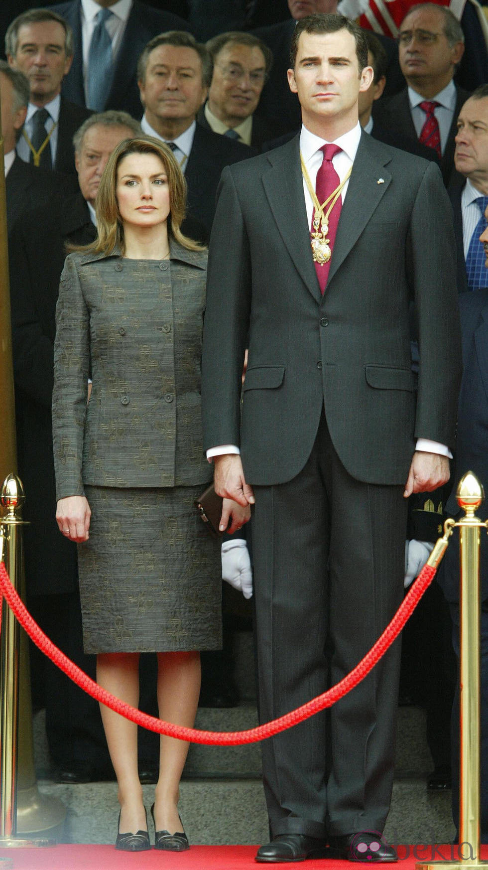 Letizia Ortiz junto a Don Felipe en su primer acto oficial como prometida del Príncipe