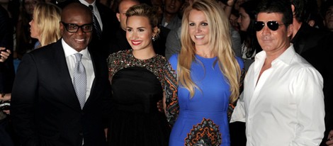 L.A. Reid, Demi Lovato, Britney Spears y Simon Cowell en el estreno de la nueva temporada de 'X Factor'