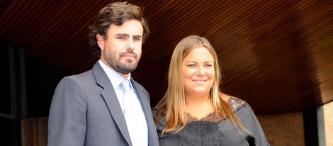 Caritina Goyanes y su marido Antonio Matos en el bautizo de Carlos Benguría Goyanes