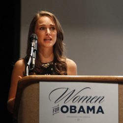 Natalie Portman en un acto de apoyo a la campaña de Barack Obama