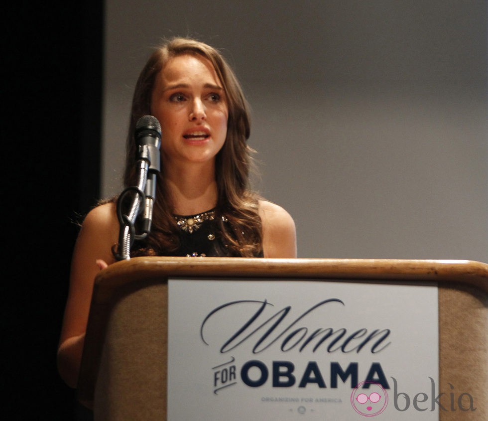 Natalie Portman en un acto de apoyo a la campaña de Barack Obama