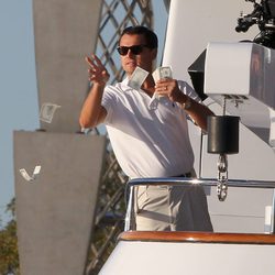 Leonardo Dicaprio en una de las escenas durante el rodaje 'The Wolf of Wall Street'