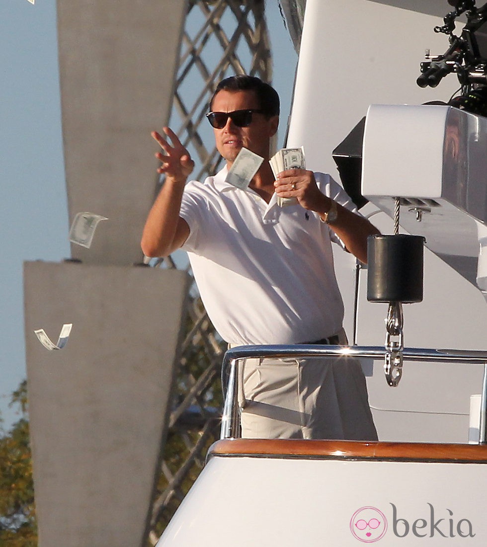 Leonardo Dicaprio en una de las escenas durante el rodaje 'The Wolf of Wall Street'