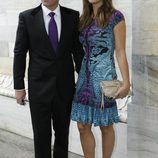 Liz Hurley y Shane Warne en el desfile de Cavalli en la Semana de la Moda de Milán