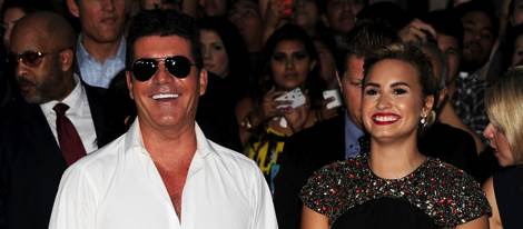 Simon Cowell y Demi Lovato en la première de 'The X Factor'