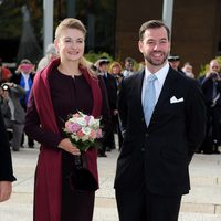 Guillermo de Luxemburgo y Stéphanie de Lannoy en una recepción previa a su boda civil