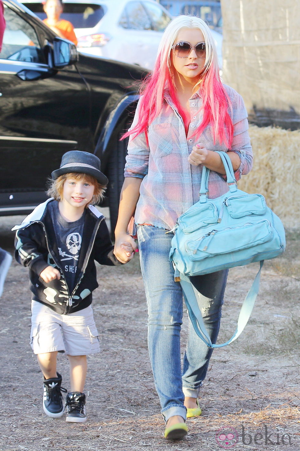 Christina Aguilera y su hijo Max Bratman