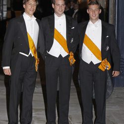 Louis, Sebastián y Félix de Luxemburgo en la cena de gala previa a la boda de Guilermo y Stephanie