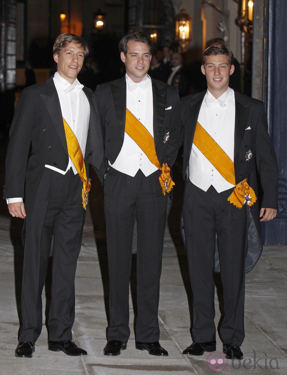 Louis, Sebastián y Félix de Luxemburgo en la cena de gala previa a la boda de Guilermo y Stephanie