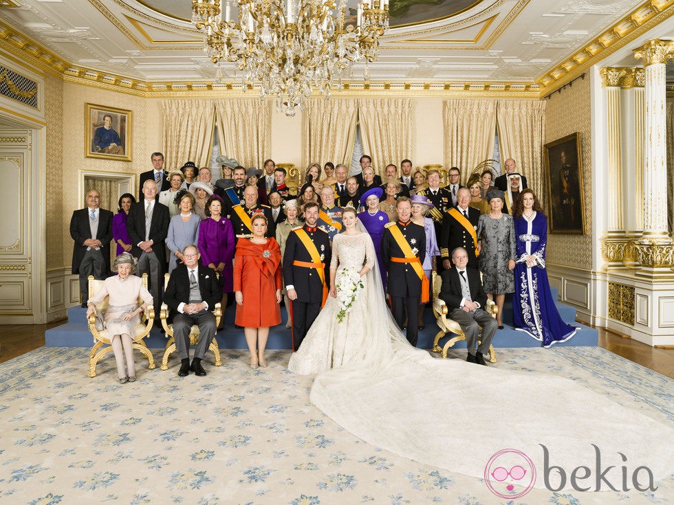Guillermo y Stéphanie de Luxemburgo con las Casas Reales invitadas a su boda