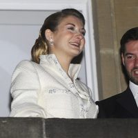 Guillermo y Stéphanie de Luxemburgo disfrutando de los fuegos artificiales tras su boda