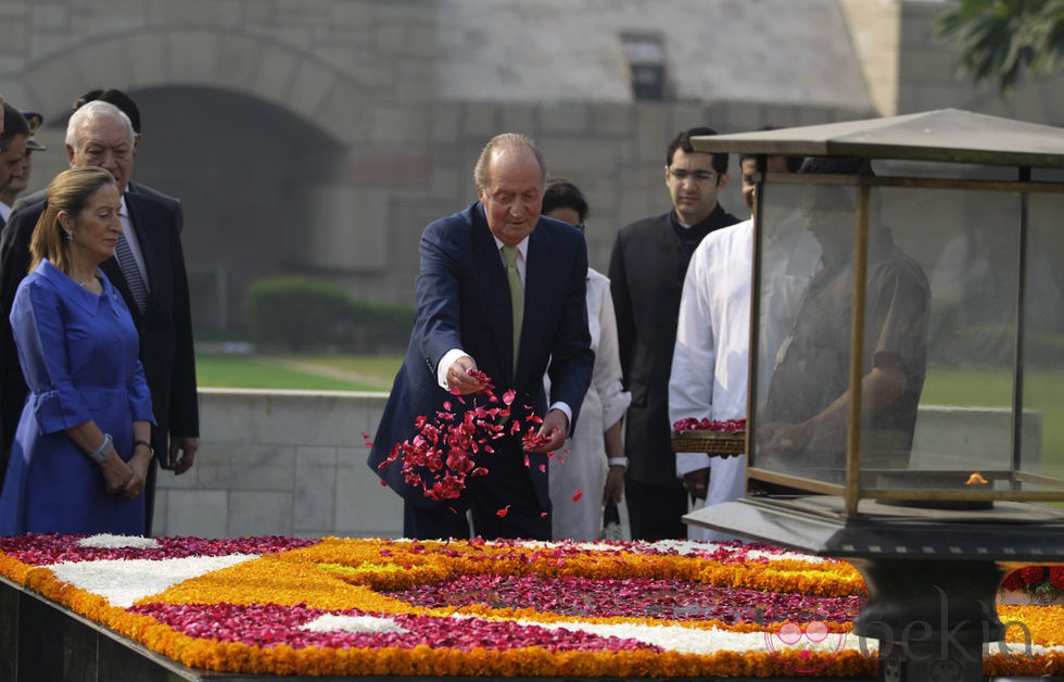El Rey Juan Carlos homenajea a Gandhi durante su viaje oficial a la India