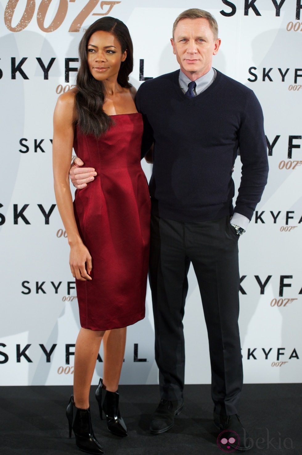 Naomie Harris y Daniel Craig en la presentación en Madrid de 'Skyfall'