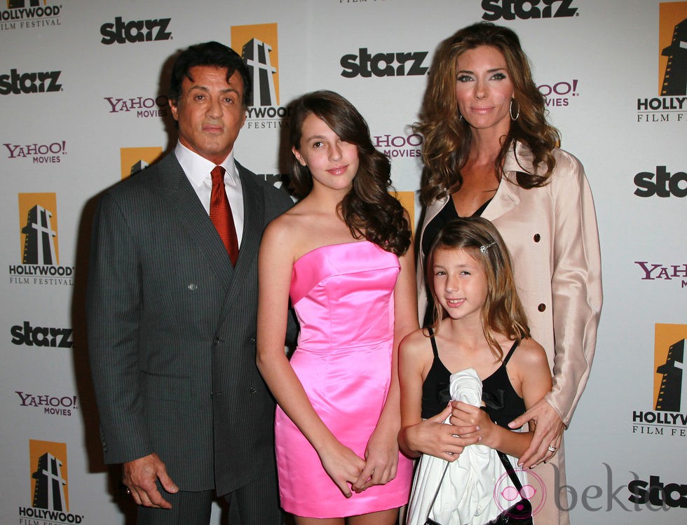 Sylvester Stallone y Jennifer Flavin con sus hijas Sophia y Scarlet