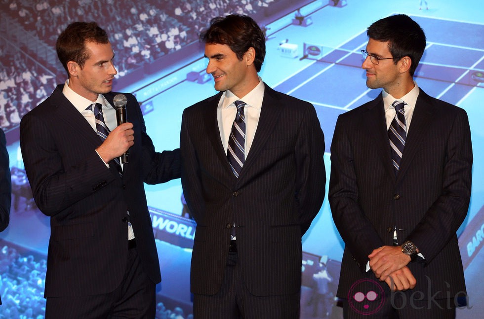 Roger Federer, Novak Djokovic y Andy Murray solidarios en la gala ATP World Tour Finals 2012