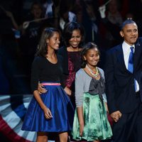 Barack Obama y su familia tras ganar las elecciones de 2012