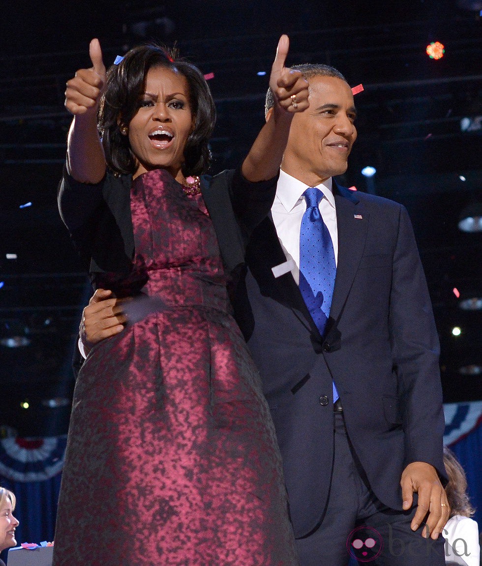 Michelle Obama celebra con entusiasmo la reelección de su marido