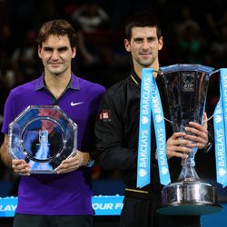 Roger Federer y Novak Djokovic en la Copa Maestros 2012