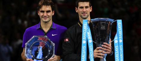 Roger Federer y Novak Djokovic en la Copa Maestros 2012